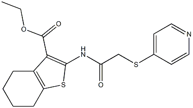 ethyl 2-{[(4-pyridinylsulfanyl)acetyl]amino}-4,5,6,7-tetrahydro-1-benzothiophene-3-carboxylate 结构式