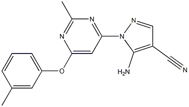 5-amino-1-[2-methyl-6-(3-methylphenoxy)-4-pyrimidinyl]-1H-pyrazole-4-carbonitrile 结构式