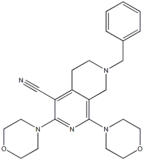 7-benzyl-1,3-di(4-morpholinyl)-5,6,7,8-tetrahydro[2,7]naphthyridine-4-carbonitrile 结构式