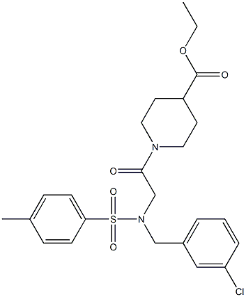 ethyl 1-({(3-chlorobenzyl)[(4-methylphenyl)sulfonyl]amino}acetyl)piperidine-4-carboxylate 结构式