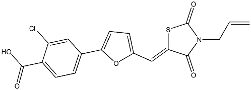 4-{5-[(3-allyl-2,4-dioxo-1,3-thiazolidin-5-ylidene)methyl]-2-furyl}-2-chlorobenzoic acid 结构式