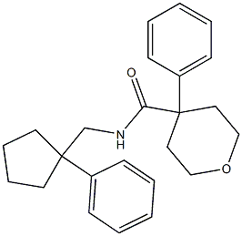 4-phenyl-N-[(1-phenylcyclopentyl)methyl]tetrahydro-2H-pyran-4-carboxamide 结构式