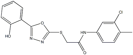 N-(3-chloro-4-methylphenyl)-2-{[5-(2-hydroxyphenyl)-1,3,4-oxadiazol-2-yl]sulfanyl}acetamide 结构式