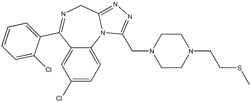 2-(4-{[8-chloro-6-(2-chlorophenyl)-4H-[1,2,4]triazolo[4,3-a][1,4]benzodiazepin-1-yl]methyl}-1-piperazinyl)ethyl methyl sulfide 结构式