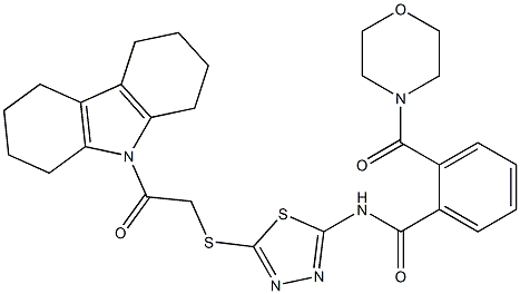 2-(4-morpholinylcarbonyl)-N-(5-{[2-(1,2,3,4,5,6,7,8-octahydro-9H-carbazol-9-yl)-2-oxoethyl]sulfanyl}-1,3,4-thiadiazol-2-yl)benzamide 结构式