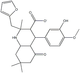 tetrahydro-2-furanylmethyl 4-(3-hydroxy-4-methoxyphenyl)-2,7,7-trimethyl-5-oxo-1,4,5,6,7,8-hexahydro-3-quinolinecarboxylate 结构式