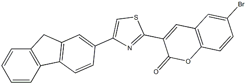 6-bromo-3-[4-(9H-fluoren-2-yl)-1,3-thiazol-2-yl]-2H-chromen-2-one 结构式