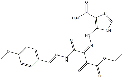 ethyl 3-{[4-(aminocarbonyl)-1H-imidazol-5-yl]hydrazono}-4-[2-(4-methoxybenzylidene)hydrazino]-2,4-dioxobutanoate 结构式