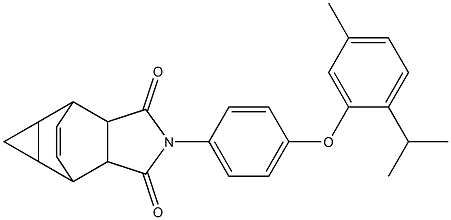 4-[4-(2-isopropyl-5-methylphenoxy)phenyl]-4-azatetracyclo[5.3.2.0~2,6~.0~8,10~]dodec-11-ene-3,5-dione 结构式