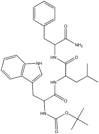 tert-butyl 2-[(1-{[(2-amino-1-benzyl-2-oxoethyl)amino]carbonyl}-3-methylbutyl)amino]-1-(1H-indol-3-ylmethyl)-2-oxoethylcarbamate 结构式