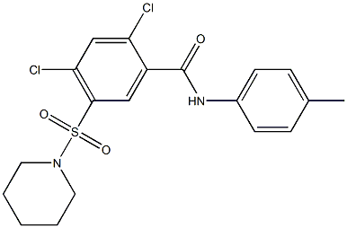 2,4-dichloro-N-(4-methylphenyl)-5-(1-piperidinylsulfonyl)benzamide 结构式