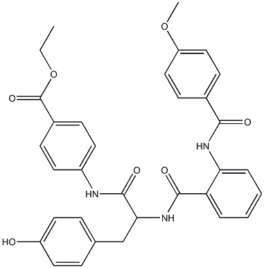 ethyl 4-{[3-(4-hydroxyphenyl)-2-({2-[(4-methoxybenzoyl)amino]benzoyl}amino)propanoyl]amino}benzoate 结构式