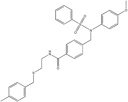 4-{[4-methoxy(phenylsulfonyl)anilino]methyl}-N-{2-[(4-methylbenzyl)sulfanyl]ethyl}benzamide 结构式