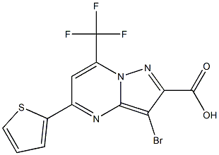 3-bromo-5-thien-2-yl-7-(trifluoromethyl)pyrazolo[1,5-a]pyrimidine-2-carboxylic acid 结构式