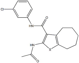 2-(acetylamino)-N-(3-chlorophenyl)-5,6,7,8-tetrahydro-4H-cyclohepta[b]thiophene-3-carboxamide 结构式