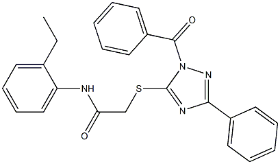 2-[(1-benzoyl-3-phenyl-1H-1,2,4-triazol-5-yl)sulfanyl]-N-(2-ethylphenyl)acetamide 结构式