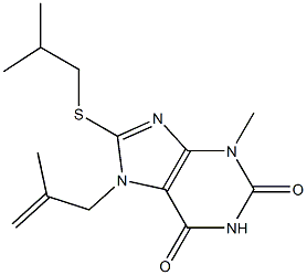 8-(isobutylsulfanyl)-3-methyl-7-(2-methylprop-2-enyl)-3,7-dihydro-1H-purine-2,6-dione 结构式