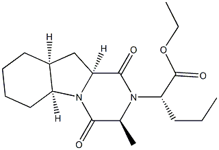 Ethyl (2S)-2-[(3S,5aS,9aS,10aS)-3-methyl-1,4-dioxodecahydropyrazino[1,2-a]indol-2(1H)-yl]pentanoate. 结构式
