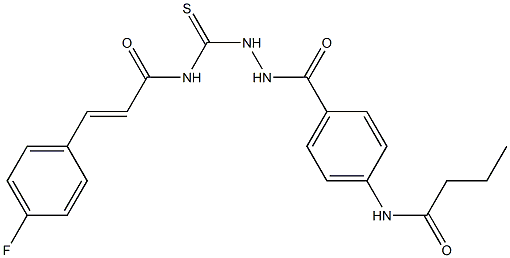 (E)-N-({2-[4-(butyrylamino)benzoyl]hydrazino}carbothioyl)-3-(4-fluorophenyl)-2-propenamide 结构式