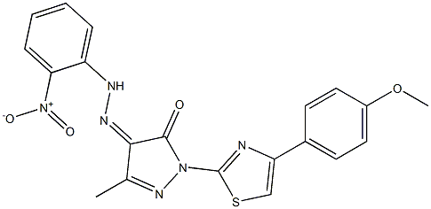 1-[4-(4-methoxyphenyl)-1,3-thiazol-2-yl]-3-methyl-1H-pyrazole-4,5-dione 4-[N-(2-nitrophenyl)hydrazone] 结构式