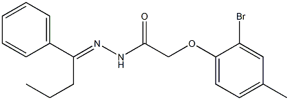 2-(2-bromo-4-methylphenoxy)-N'-[(E)-1-phenylbutylidene]acetohydrazide 结构式
