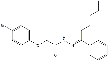 2-(4-bromo-2-methylphenoxy)-N'-[(E)-1-phenylhexylidene]acetohydrazide 结构式