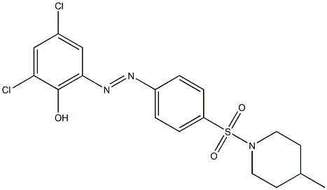 2,4-dichloro-6-((E)-2-{4-[(4-methyl-1-piperidinyl)sulfonyl]phenyl}diazenyl)phenol 结构式