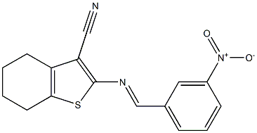 2-{[(E)-(3-nitrophenyl)methylidene]amino}-4,5,6,7-tetrahydro-1-benzothiophene-3-carbonitrile 结构式