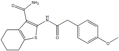 2-{[2-(4-methoxyphenyl)acetyl]amino}-4,5,6,7-tetrahydro-1-benzothiophene-3-carboxamide 结构式