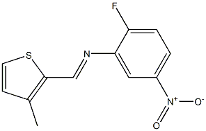 N-(2-fluoro-5-nitrophenyl)-N-[(E)-(3-methyl-2-thienyl)methylidene]amine 结构式