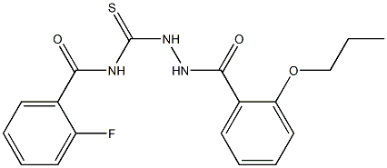 2-fluoro-N-{[2-(2-propoxybenzoyl)hydrazino]carbothioyl}benzamide 结构式
