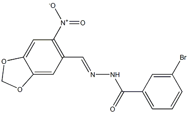 3-bromo-N'-[(E)-(6-nitro-1,3-benzodioxol-5-yl)methylidene]benzohydrazide 结构式