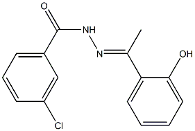 3-chloro-N'-[(E)-1-(2-hydroxyphenyl)ethylidene]benzohydrazide 结构式