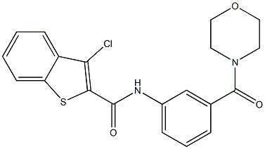 3-chloro-N-[3-(4-morpholinylcarbonyl)phenyl]-1-benzothiophene-2-carboxamide 结构式