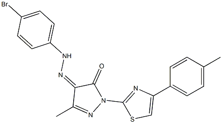 3-methyl-1-[4-(4-methylphenyl)-1,3-thiazol-2-yl]-1H-pyrazole-4,5-dione 4-[N-(4-bromophenyl)hydrazone] 结构式