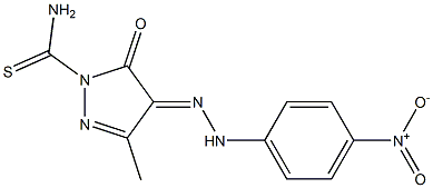 3-methyl-4-[(E)-2-(4-nitrophenyl)hydrazono]-5-oxo-4,5-dihydro-1H-pyrazole-1-carbothioamide 结构式