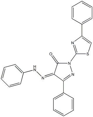 3-phenyl-1-(4-phenyl-1,3-thiazol-2-yl)-1H-pyrazole-4,5-dione 4-(N-phenylhydrazone) 结构式