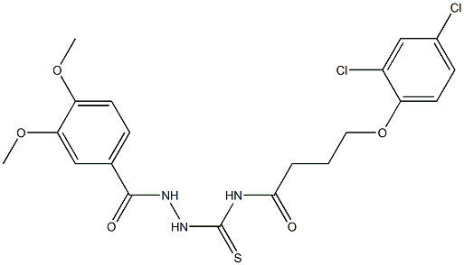 4-(2,4-dichlorophenoxy)-N-{[2-(3,4-dimethoxybenzoyl)hydrazino]carbothioyl}butanamide 结构式