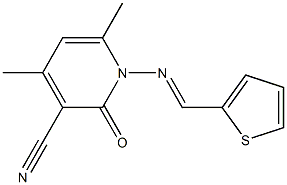 4,6-dimethyl-2-oxo-1-{[(E)-2-thienylmethylidene]amino}-1,2-dihydro-3-pyridinecarbonitrile 结构式
