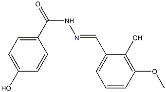4-hydroxy-N'-[(E)-(2-hydroxy-3-methoxyphenyl)methylidene]benzohydrazide 结构式