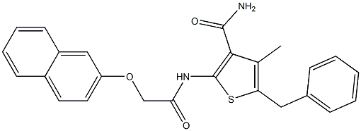 5-benzyl-4-methyl-2-{[2-(2-naphthyloxy)acetyl]amino}-3-thiophenecarboxamide 结构式