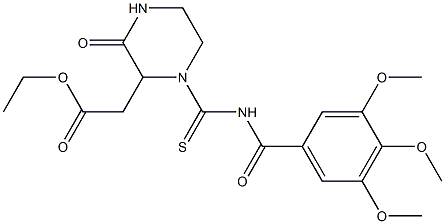 ethyl 2-(3-oxo-1-{[(3,4,5-trimethoxybenzoyl)amino]carbothioyl}-2-piperazinyl)acetate 结构式