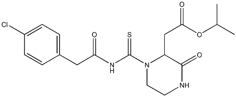 isopropyl 2-[1-({[2-(4-chlorophenyl)acetyl]amino}carbothioyl)-3-oxo-2-piperazinyl]acetate 结构式