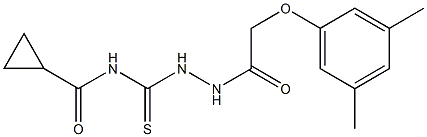 N-({2-[2-(3,5-dimethylphenoxy)acetyl]hydrazino}carbothioyl)cyclopropanecarboxamide 结构式