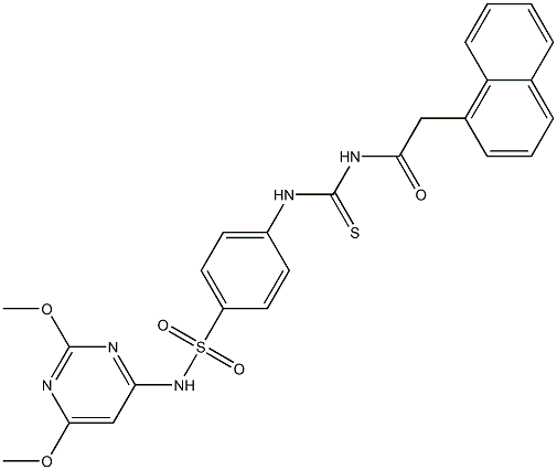 N-(2,6-dimethoxy-4-pyrimidinyl)-4-[({[2-(1-naphthyl)acetyl]amino}carbothioyl)amino]benzenesulfonamide 结构式