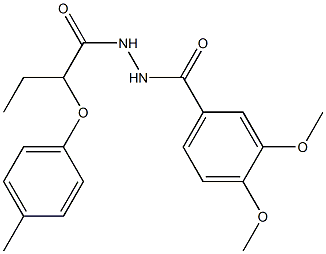 N'-(3,4-dimethoxybenzoyl)-2-(4-methylphenoxy)butanohydrazide 结构式