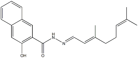 N'-[(E,2E)-3,7-dimethyl-2,6-octadienylidene]-3-hydroxy-2-naphthohydrazide 结构式