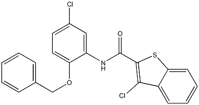 N-[2-(benzyloxy)-5-chlorophenyl]-3-chloro-1-benzothiophene-2-carboxamide 结构式