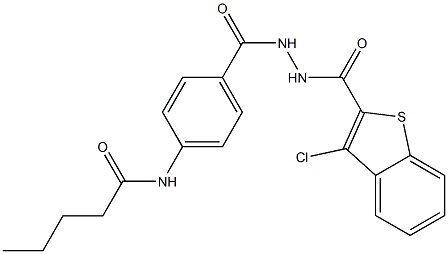 N-[4-({2-[(3-chloro-1-benzothiophen-2-yl)carbonyl]hydrazino}carbonyl)phenyl]pentanamide 结构式