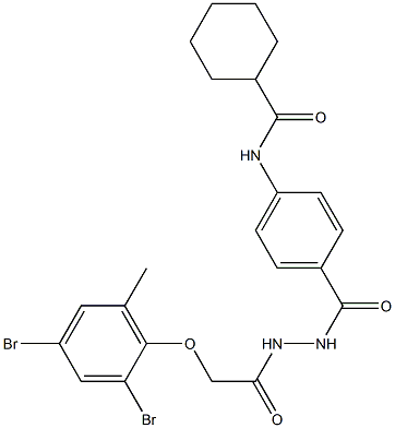 N-[4-({2-[2-(2,4-dibromo-6-methylphenoxy)acetyl]hydrazino}carbonyl)phenyl]cyclohexanecarboxamide 结构式